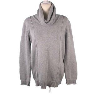 Market Spruce Cable Knit Cowl Neck Sweater M Grey Long Sleeve Turtleneck
